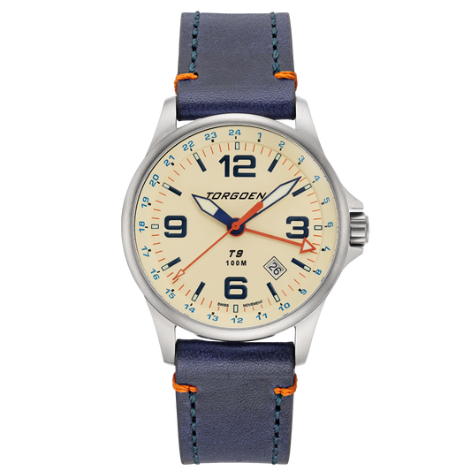 T9 Lazuli Sapphire GMT | 42mm, Blue Leather Strap