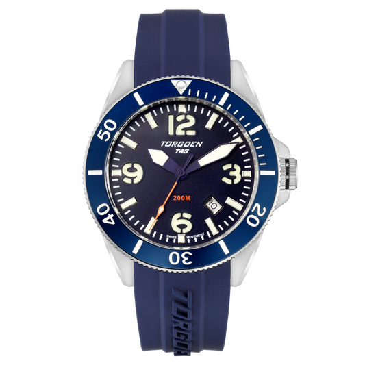 T43 Navy Diver Sapphire | 44mm, Navy Silicone Strap
