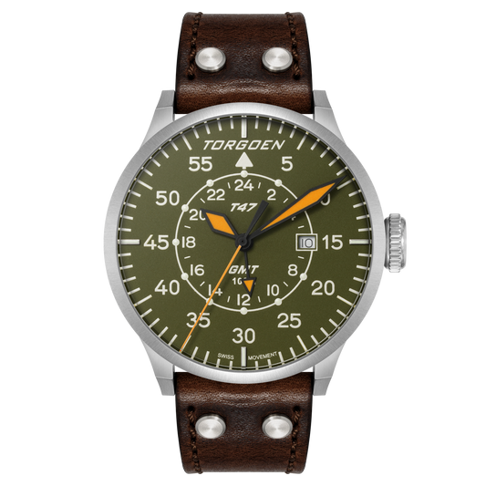T47 Jumbo Green Sapphire GMT | 47mm, Brown Leather Strap