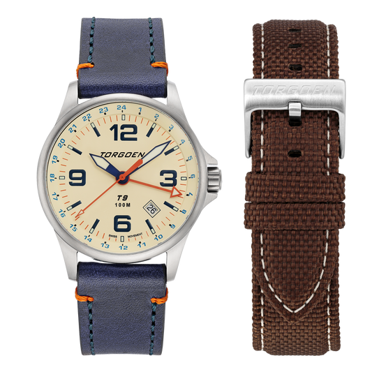 T9 Lazuli Sapphire Set | 42mm, Brown Nylon Strap