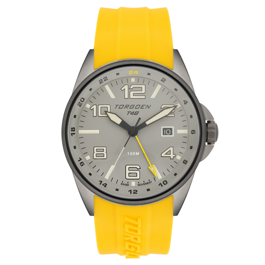 T48 GMT Heron | 44mm, Yellow Silicone Strap