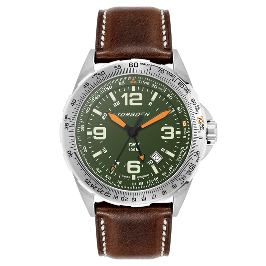 T21 Green Sapphire | 44mm, Vintage Leather Strap