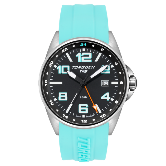 T48 GMT Cyan | 44mm, Cyan Silicone Strap