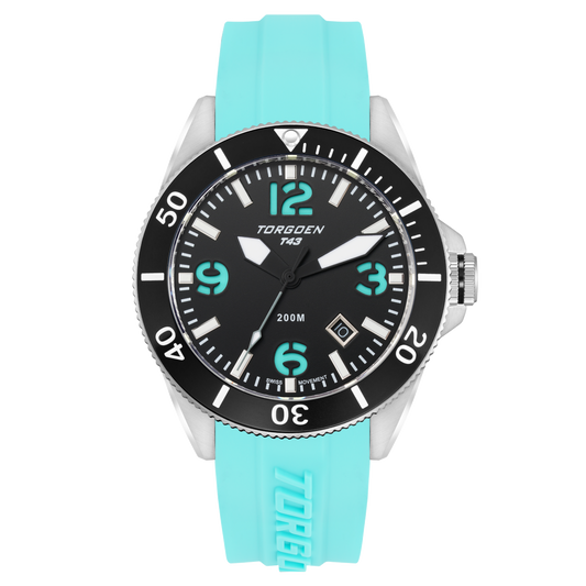 T43 Cyan Diver Sapphire | 44mm, Cyan Silicone Strap