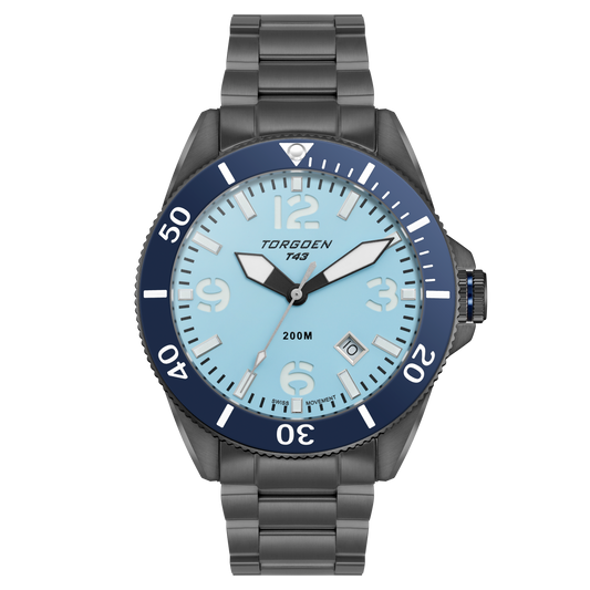 T43 Ice Blue Ion Plated Sapphire | 44mm, Stainless Steel Strap